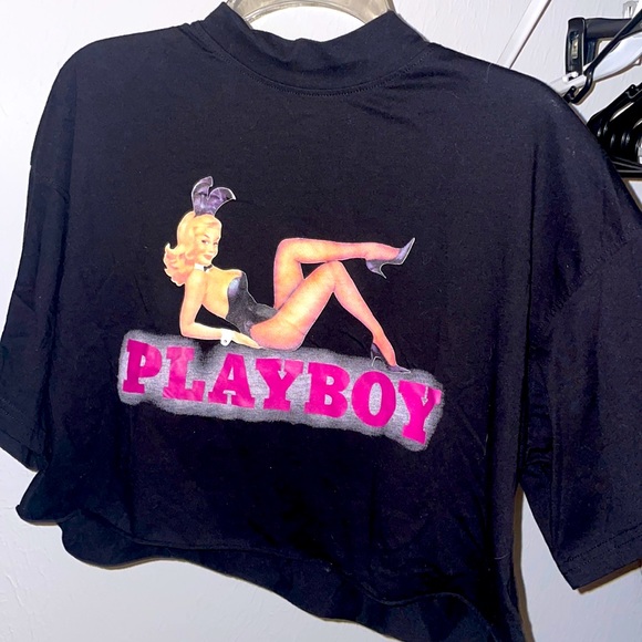 PLAYBOY Tops - Playboy Loose-fitted Cropped Short Sleeve Shirt